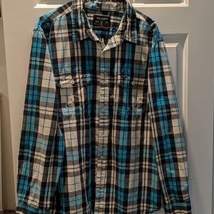 Blue plaid button down